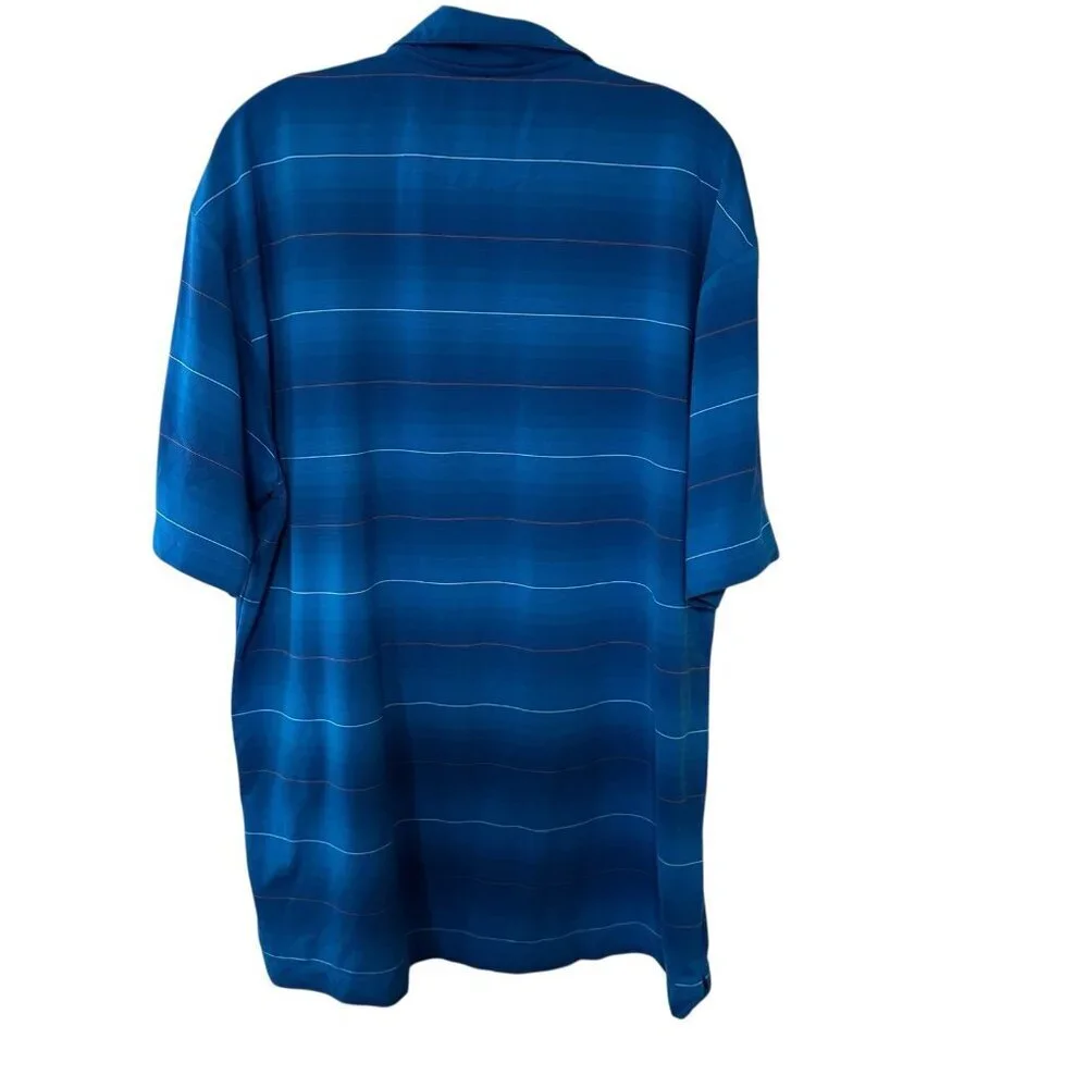 NIKE GOLF DRI-FIT Blue Striped Polo Shirt Men's XL Athletic Active Polyester
